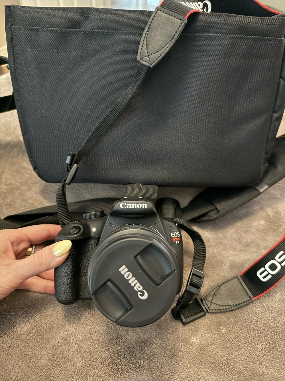 Canon EOS Rebel T5 DSLR Camera with 75-300mm Telephoto Lens and Case - Black